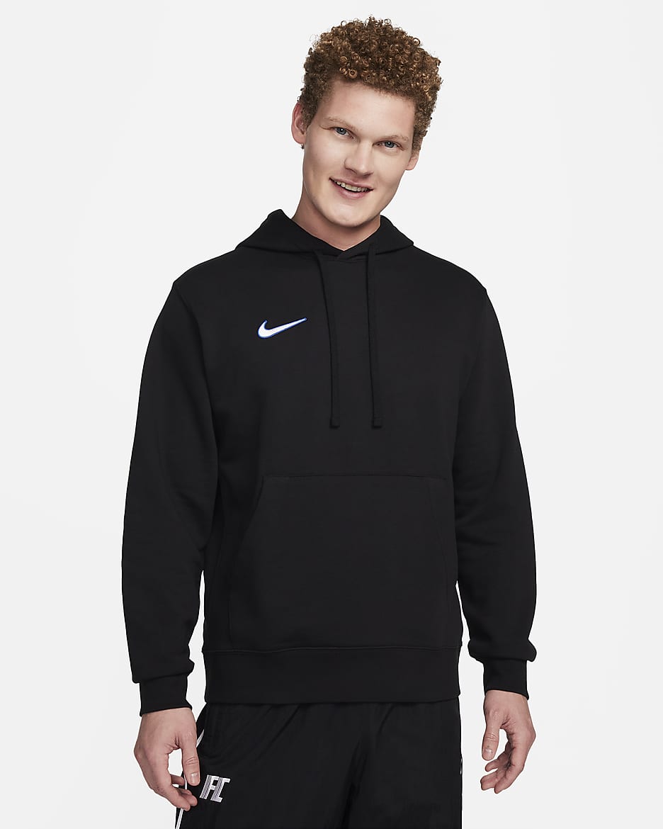 Nike Club Men's Pullover French Terry Soccer Hoodie - Black/White