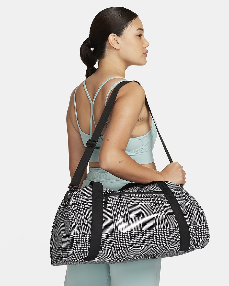 Nike Gym Club Checked Duffel (24L) - Sail/Black/White