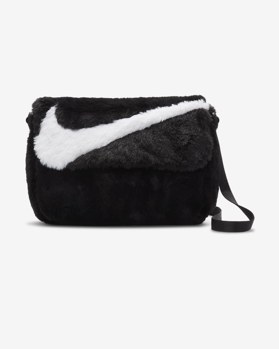 Nike Sportswear Futura 365 Faux Fur Cross-Body Bag (1L) - Black/Black/White