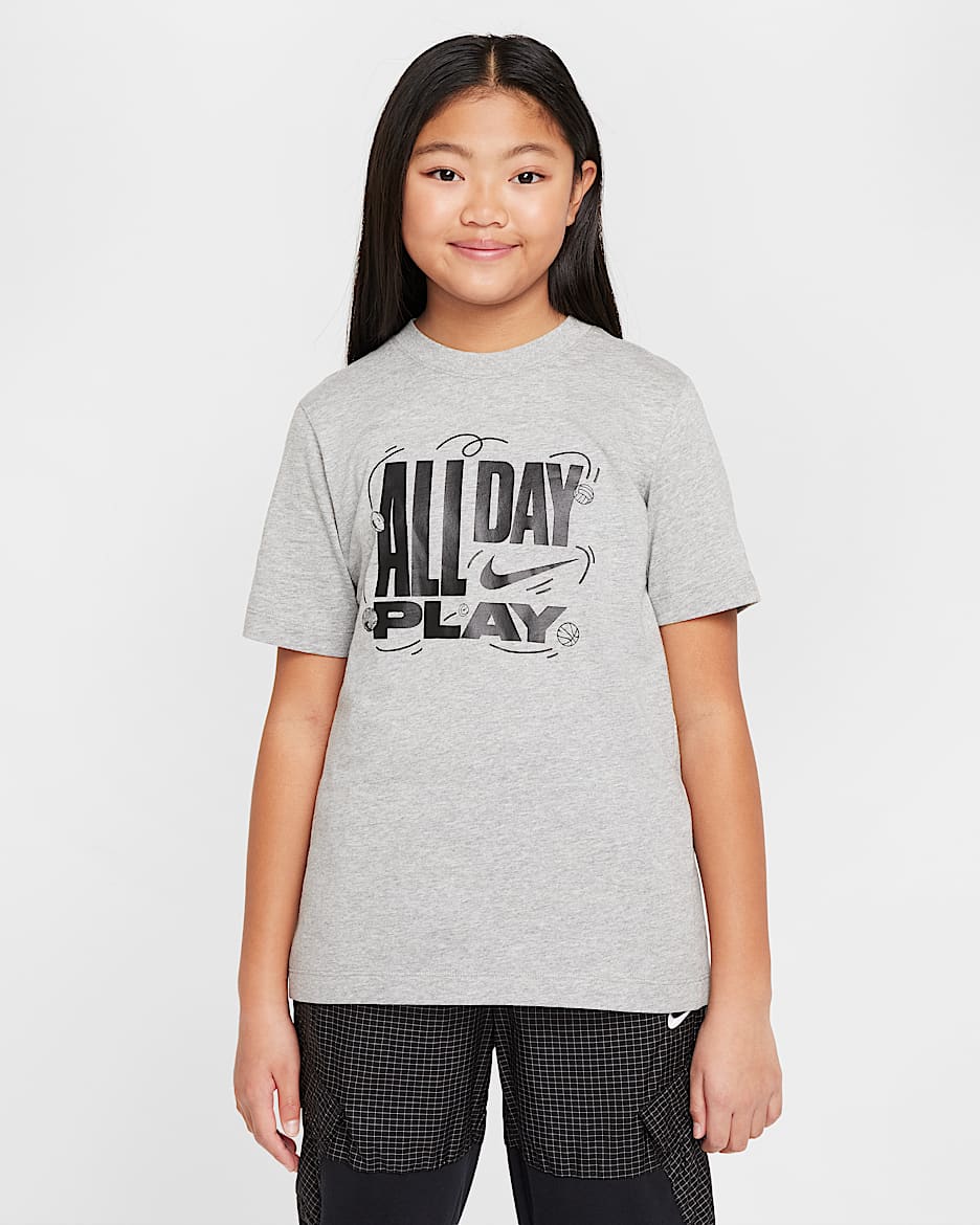 Playera para niños talla grande Nike Sportswear - Gris oscuro jaspeado