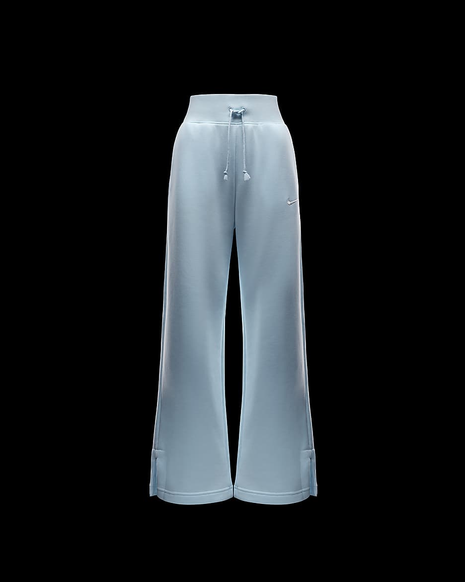 Pants de entrenamiento de tiro alto y piernas anchas para mujer Nike Sportswear Phoenix Fleece - Azul glacial/Vela