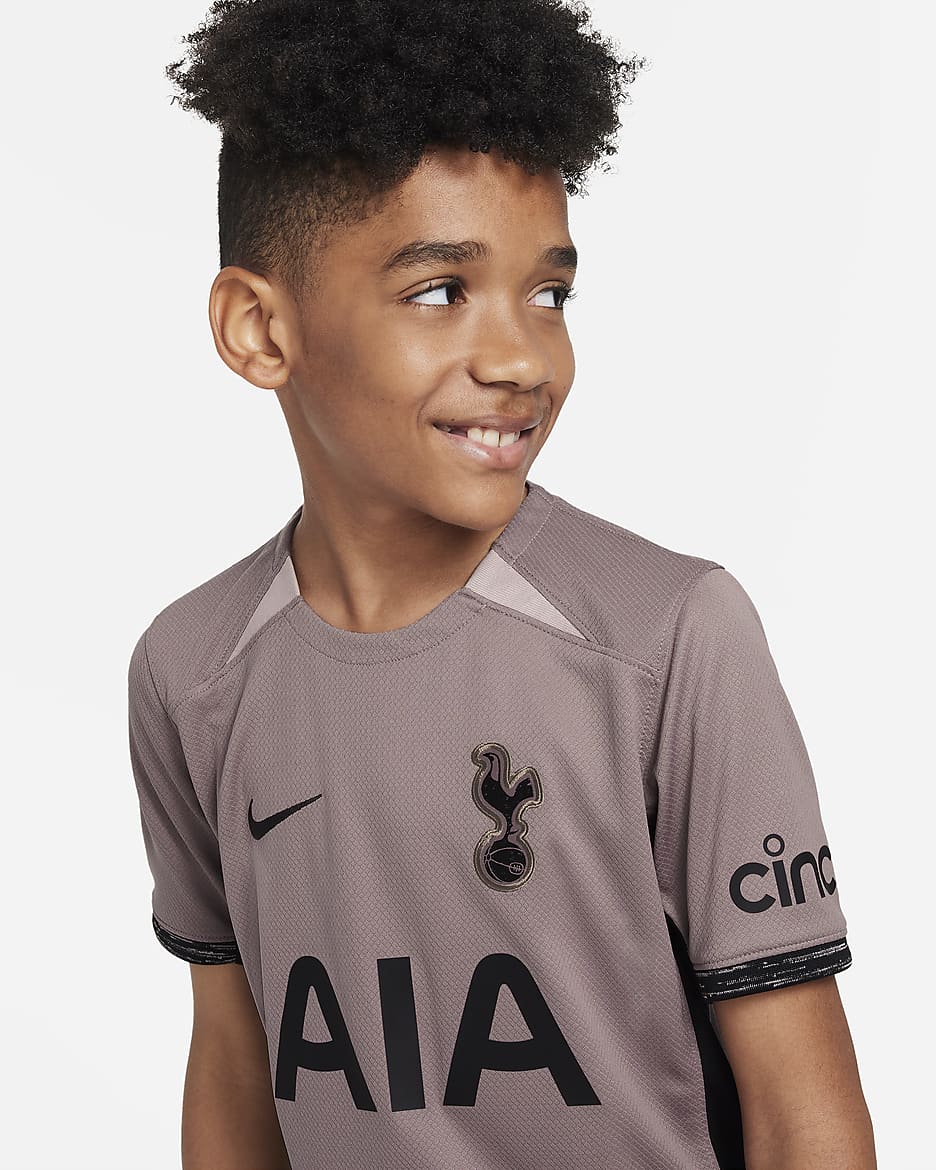 Tottenham Hotspur 2023/24 Stadium Third Big Kids' Nike Dri-FIT Soccer Jersey - Taupe Haze/Diffused Taupe/Black