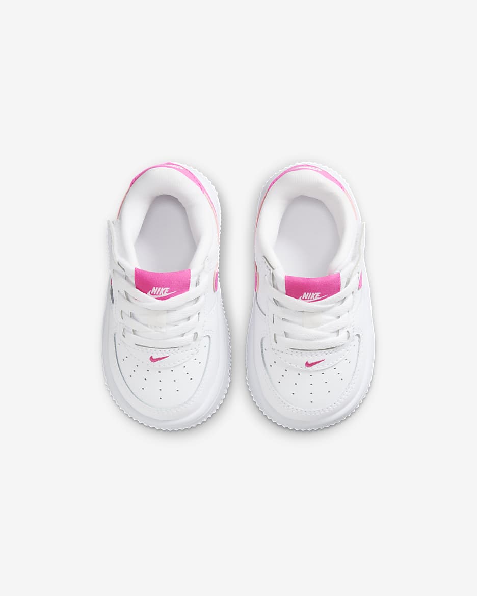 Nike Force 1 Low EasyOn Baby/Toddler Shoes - White/Laser Fuchsia