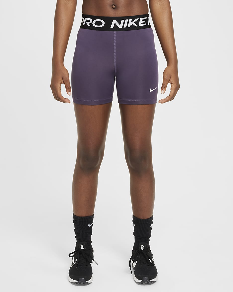 Nike Pro Girls' Shorts - Dark Raisin/White