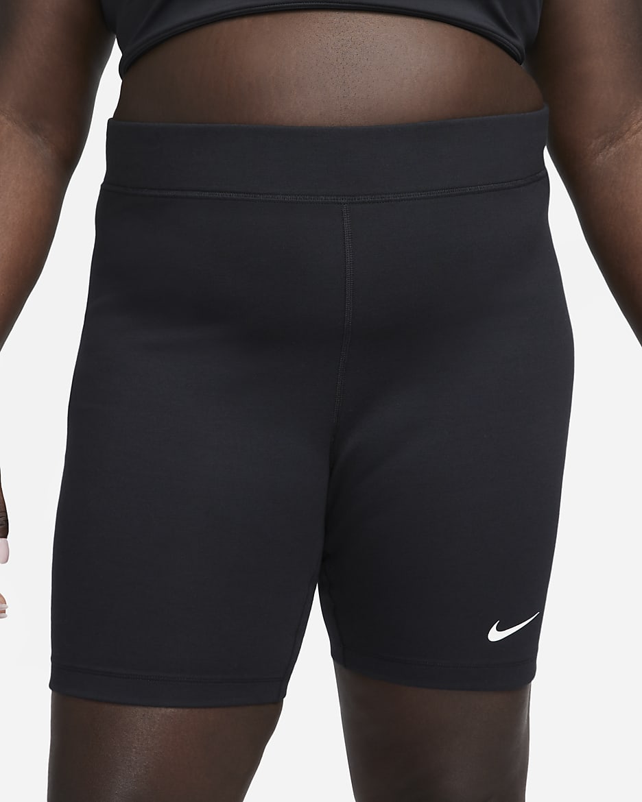 Nike Sportswear Classic bikeshorts met hoge taille voor dames (Plus Size, 21 cm) - Zwart/Sail