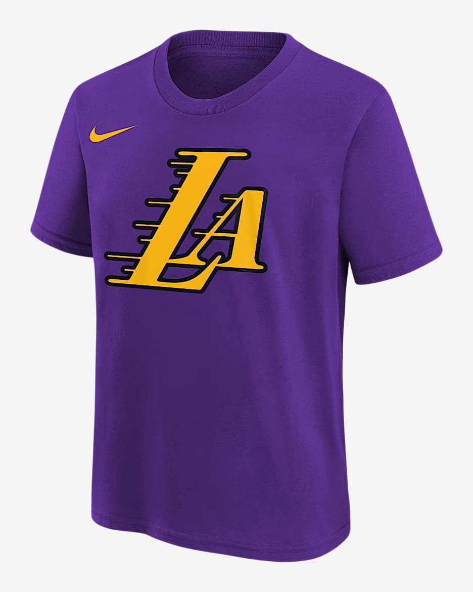 Playera Nike de la NBA para niños talla grande Los Angeles Lakers Essential City Edition - Morado campo