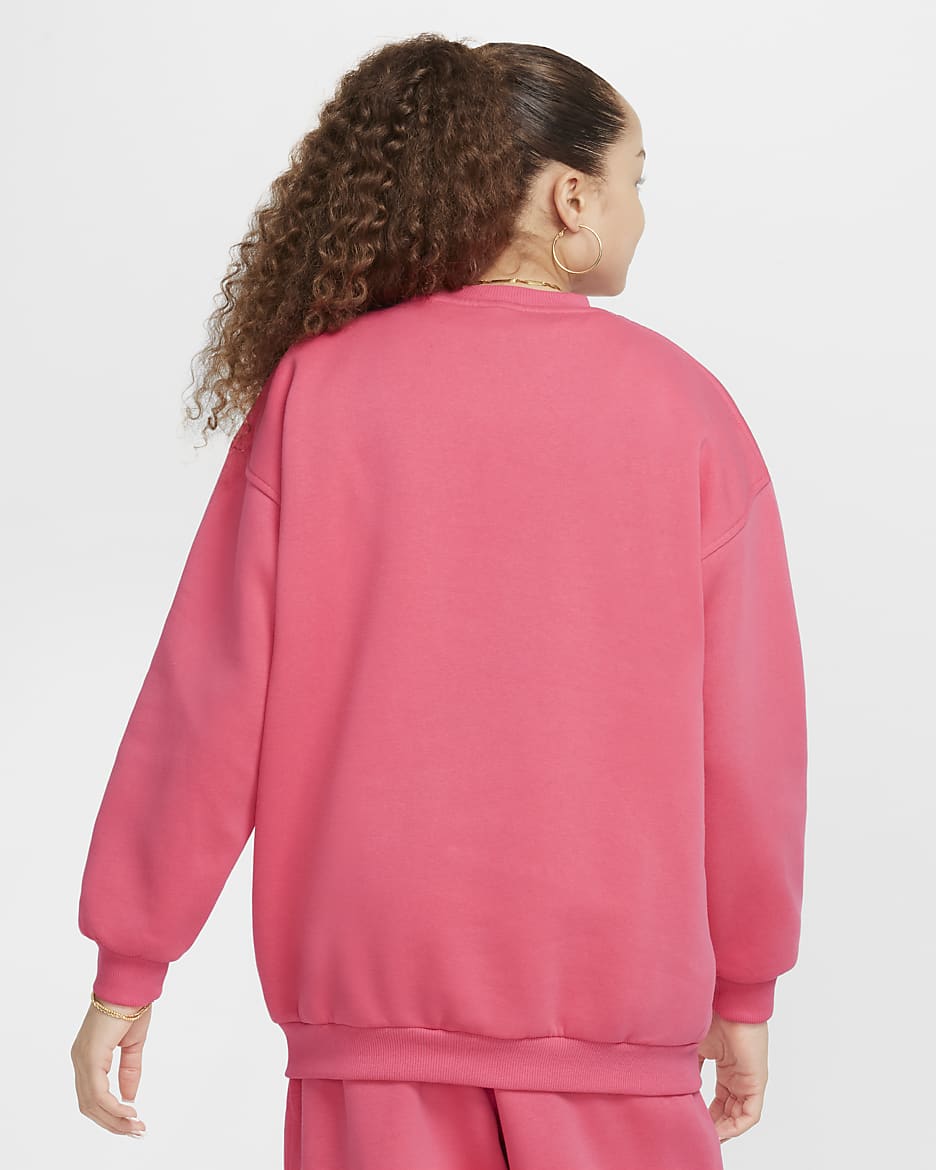 Nike Sportswear Club Fleece Big Kids' Oversized Sweatshirt - Aster Pink/White