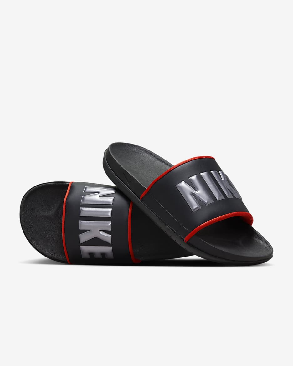 Nike Offcourt Men's Slides - Dark Smoke Grey/Picante Red/Black/Metallic Dark Grey