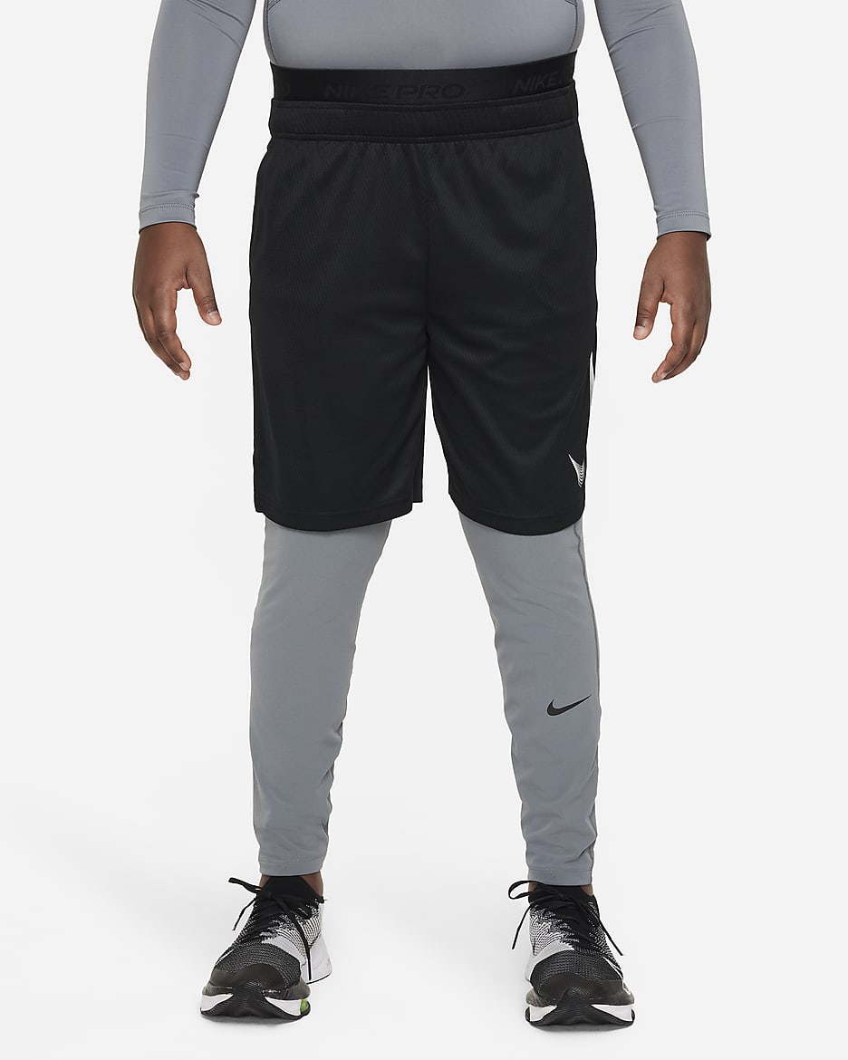 Mallas para niño talla grande (talla amplia) Nike Pro - Gris humo/Gris humo/Negro