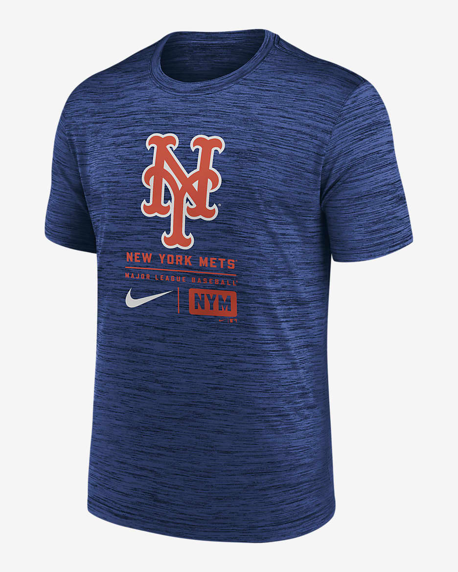 New York Mets Large Logo Velocity Men's Nike MLB T-Shirt - Royal