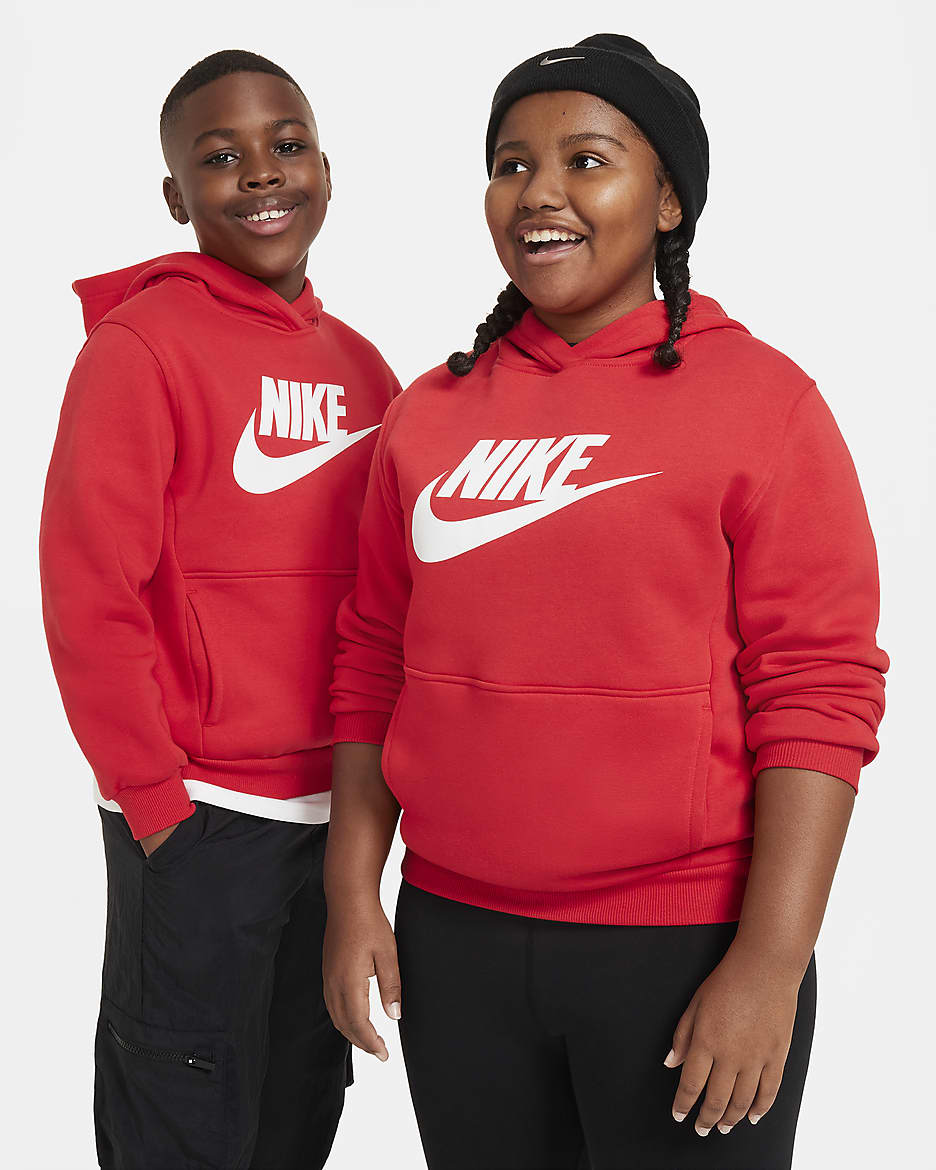 Nike Sportswear Club Fleece Big Kids' Hoodie (Extended Size) - University Red/White