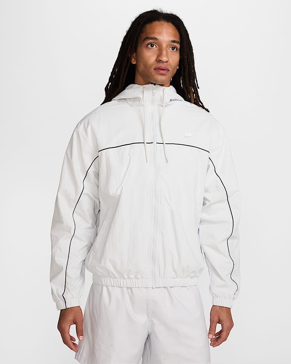 Nike Club herenjack met capuchon - Photon Dust/Wit/Wit