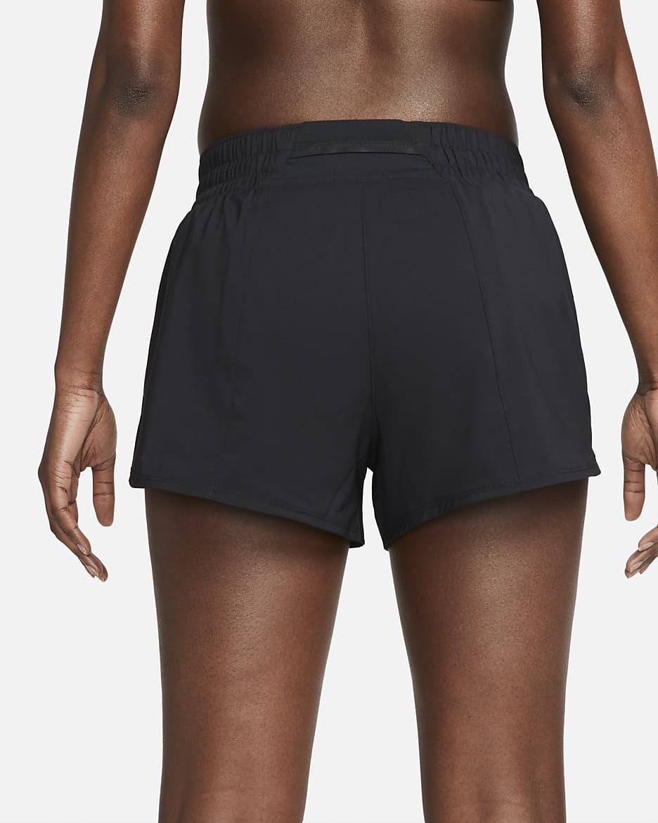 Nike Dri-FIT One Swoosh Women's Mid-Rise Brief-Lined Running Shorts - Black/Cool Grey