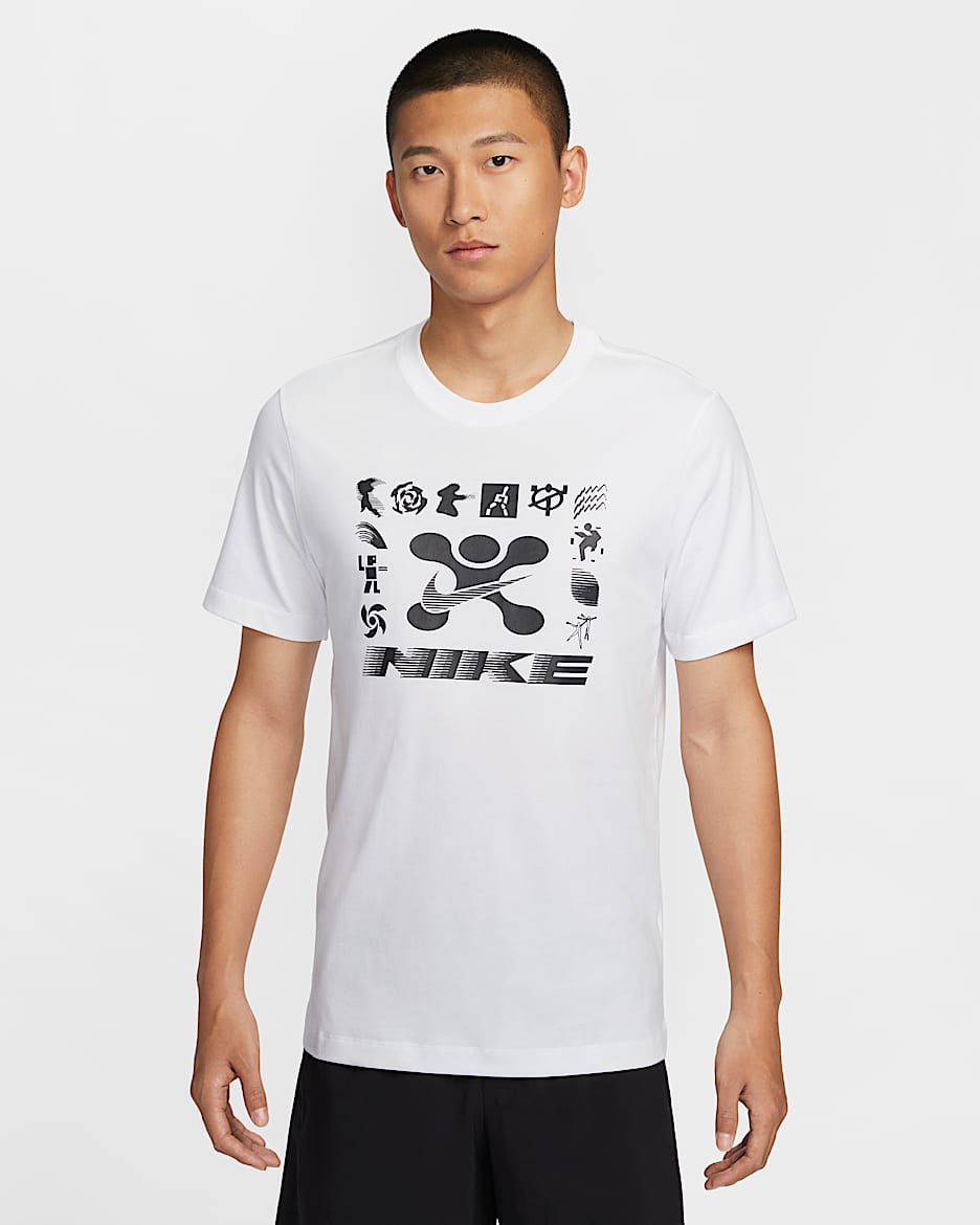 Nike 男款健身 T 恤 - 白色