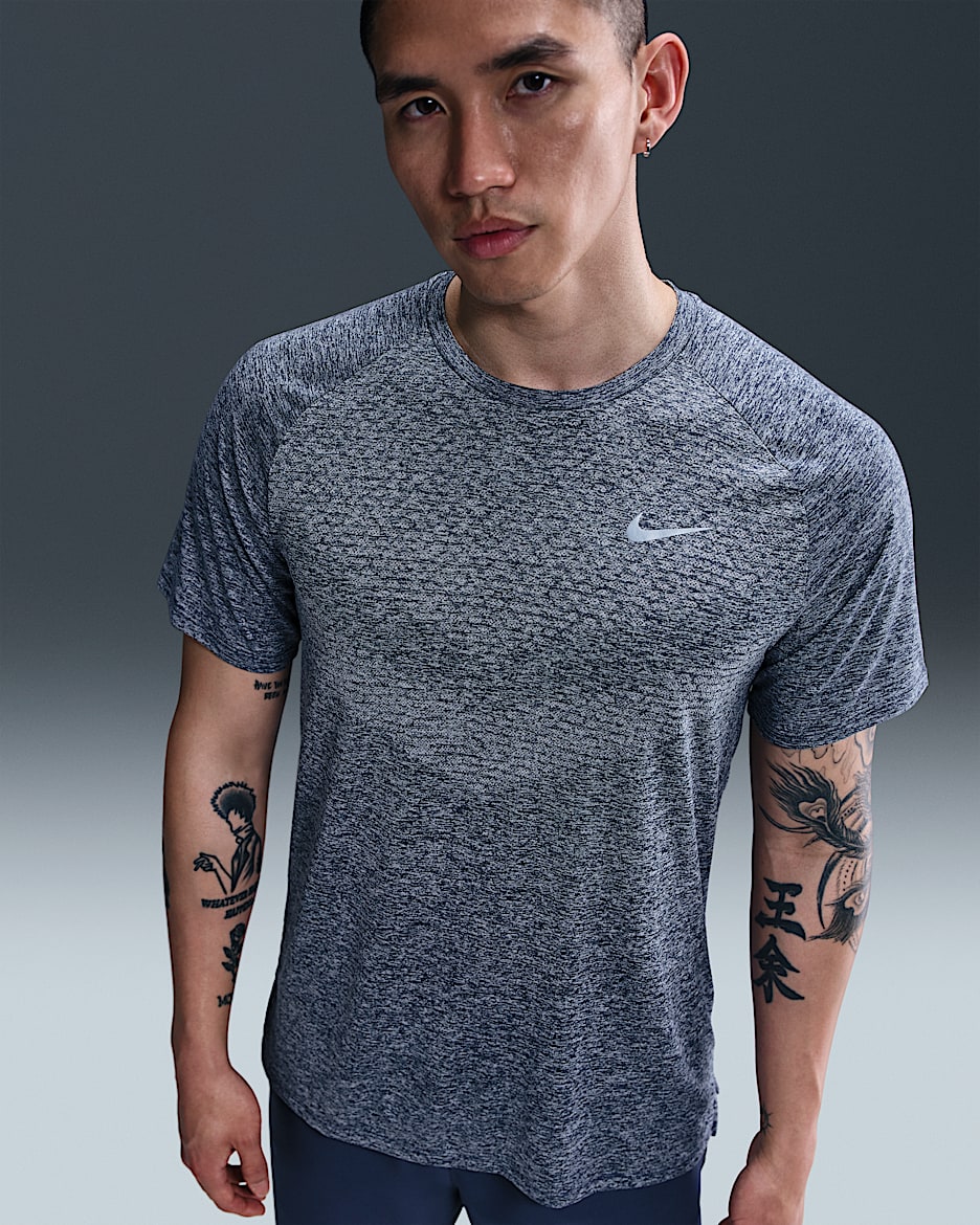 ナイキ ストライド メンズ Dri-FIT ADV ショートスリーブ ランニングトップ - サンダーブルー/ヘザー
