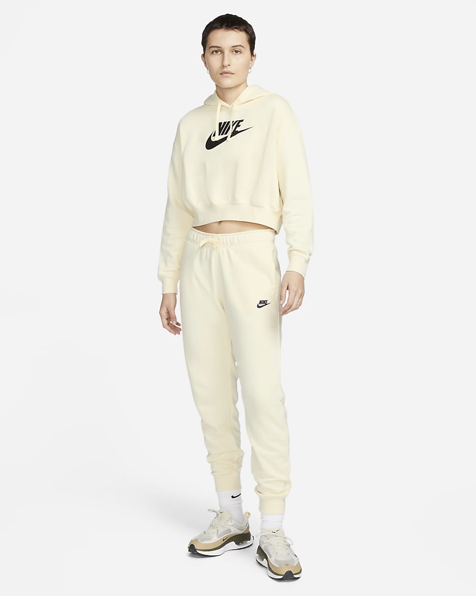 Nike Sportswear Club Fleece Women's Oversized Crop Graphic Hoodie - Coconut Milk/Black