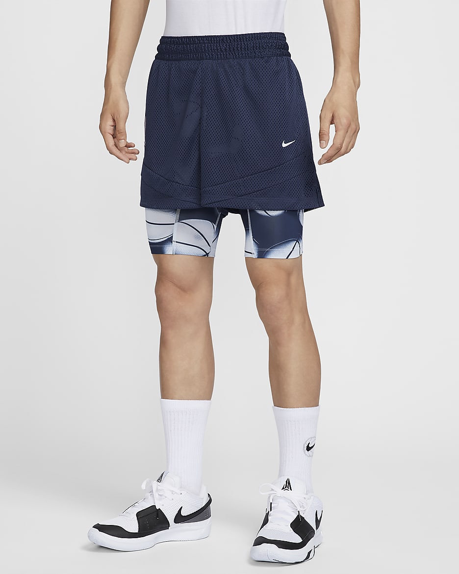 JA Men's Dri-FIT 2-in-1 10cm (approx.) Basketball Shorts - Midnight Navy/Football Grey