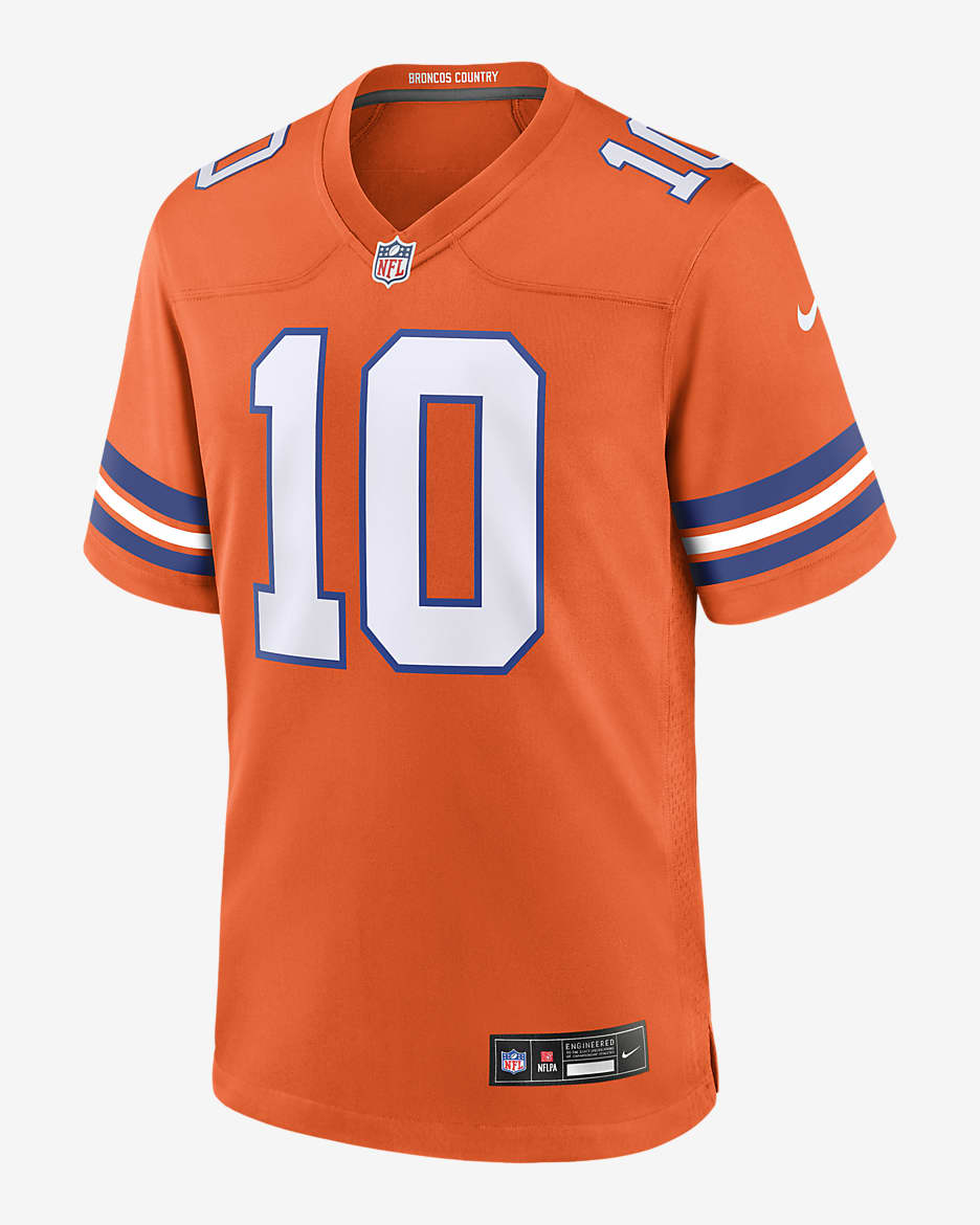 Bo Nix Denver Broncos Men's Nike NFL Game Jersey - Orange