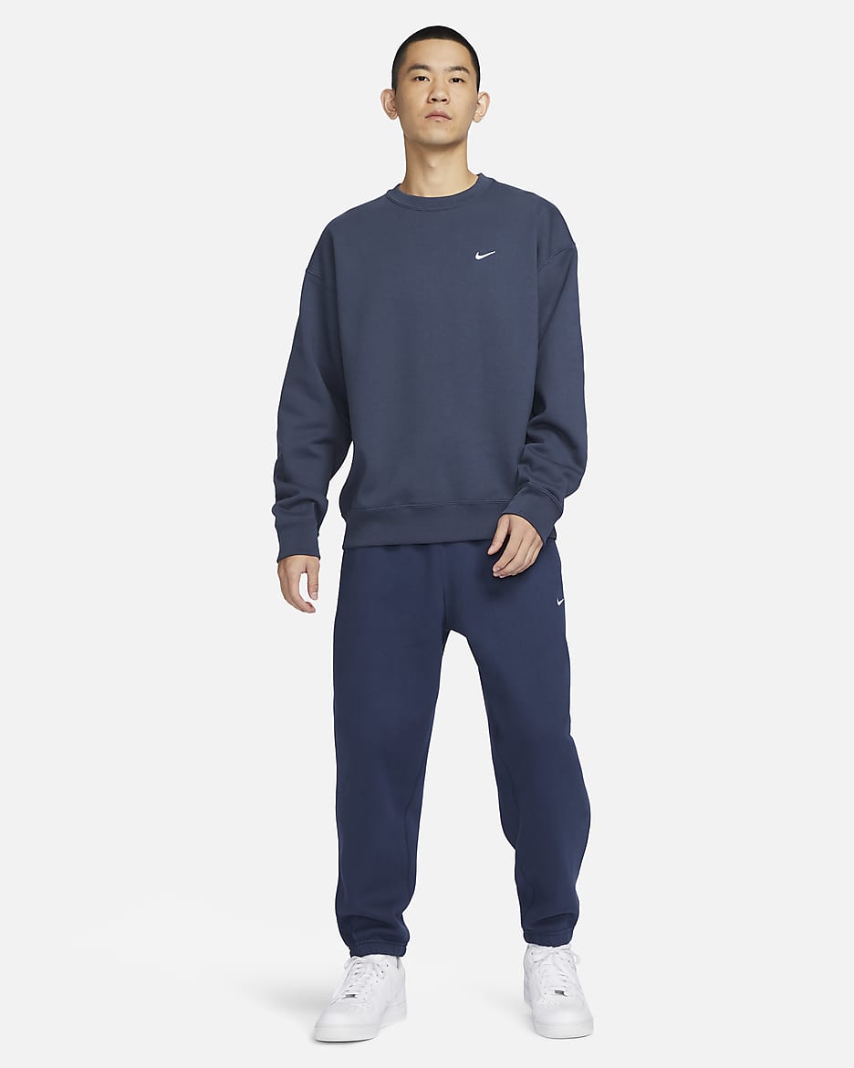 Nike Solo Swoosh Men's Fleece Crew - Thunder Blue/White