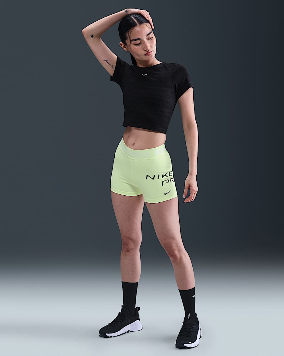 Nike Pro 365 Women's Mid-Rise 3" Shorts - Barely Volt/Black