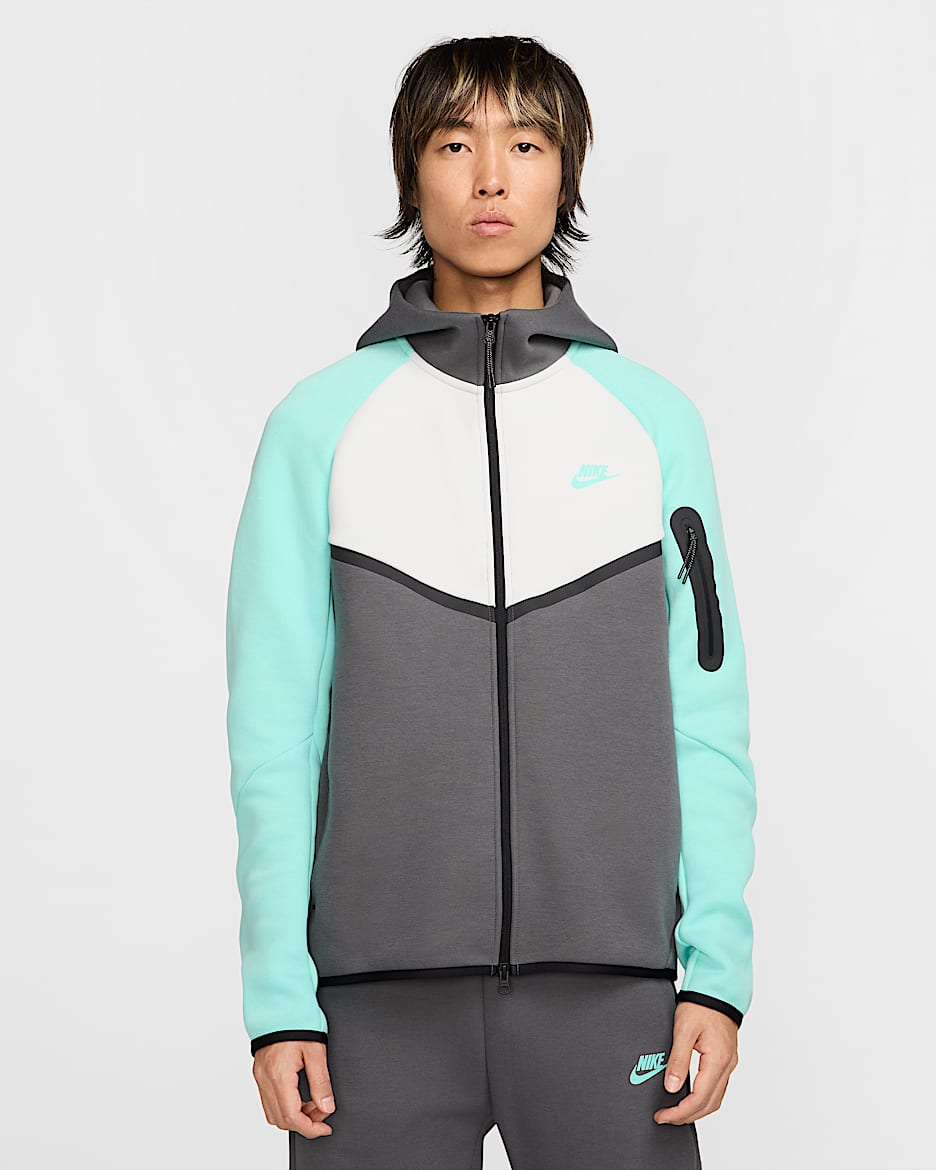 Nike Sportswear Tech Men's Fleece Full-Zip Windrunner Hoodie - Iron Grey/Photon Dust/Tropical Twist