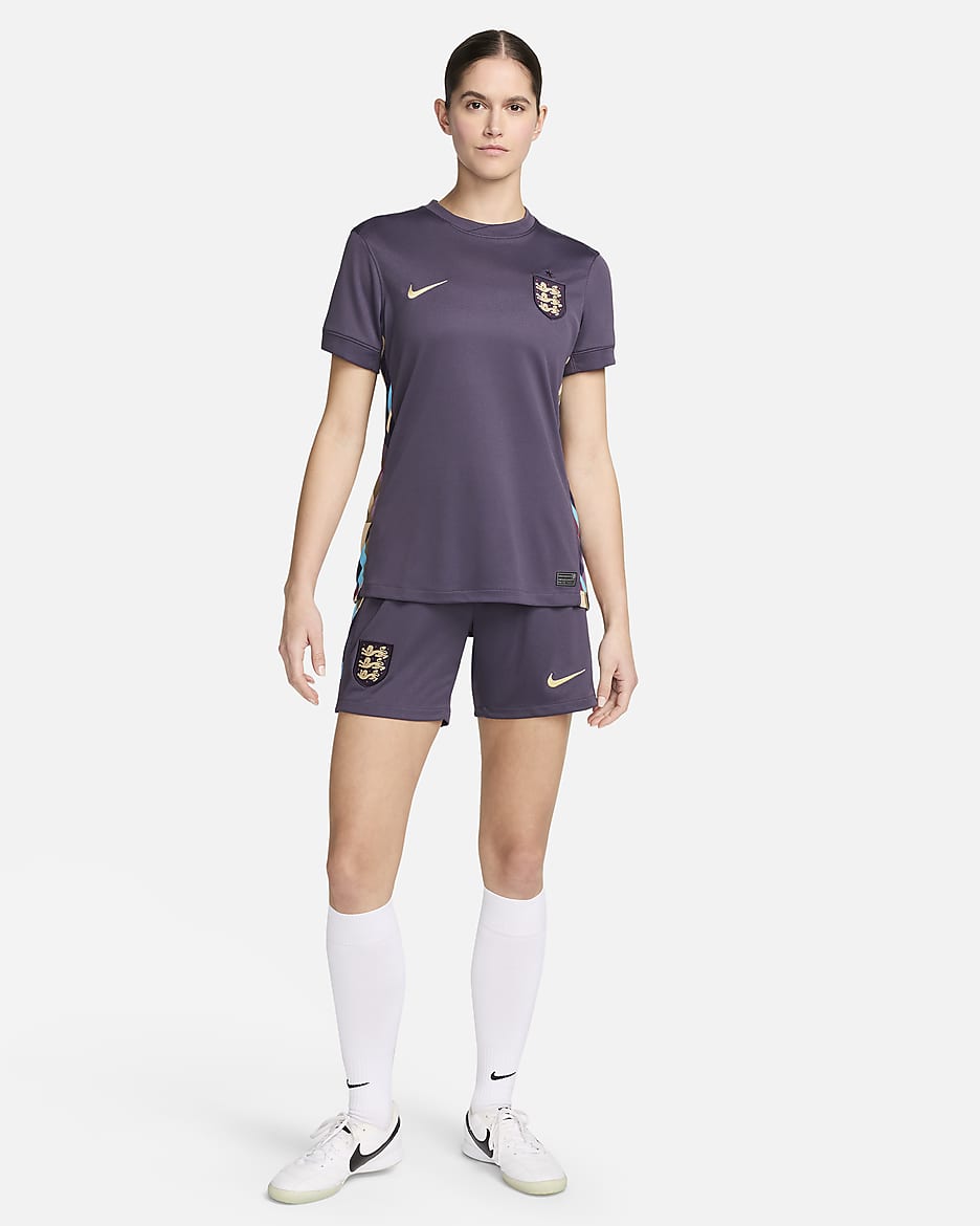 Engeland 2024 Stadium Uit Nike Dri-FIT replica-voetbalshorts voor dames - Dark Raisin/Sesame