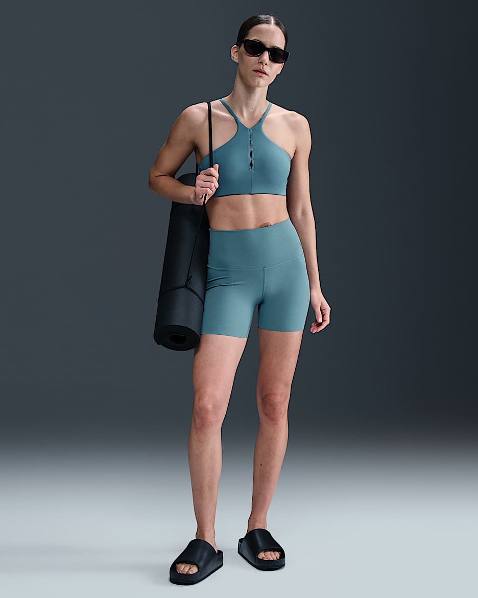 Nike Zenvy Women's Gentle-Support High-Waisted 5" Biker Shorts - Smokey Blue/Black