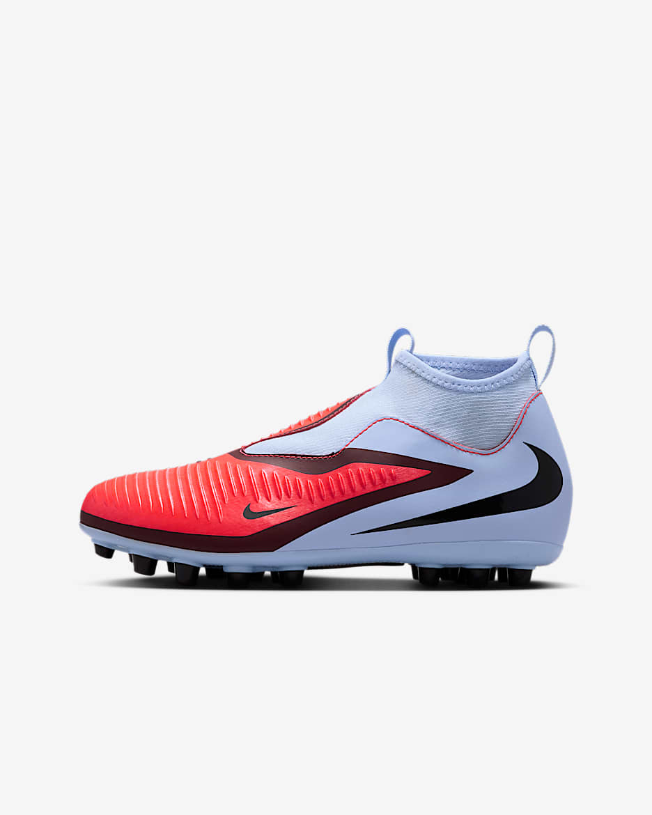 Nike Jr. Phantom 6 High Academy Artificial-Grass Football Boot - Royal Tint/Black/Bright Crimson