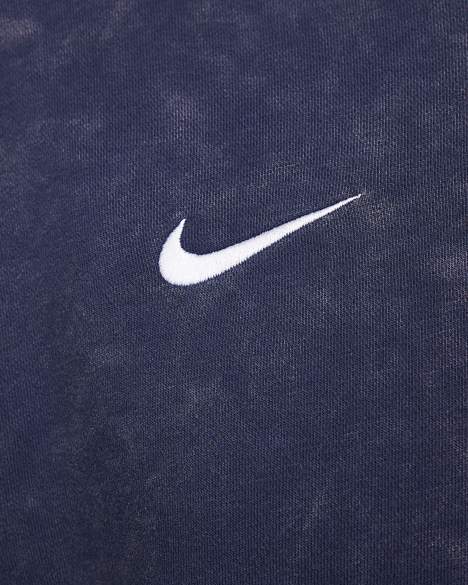 Fotbollshuvtröja i sweatshirttyg Nike Paris Saint-Germain Club för män - Midnight Navy/Vit