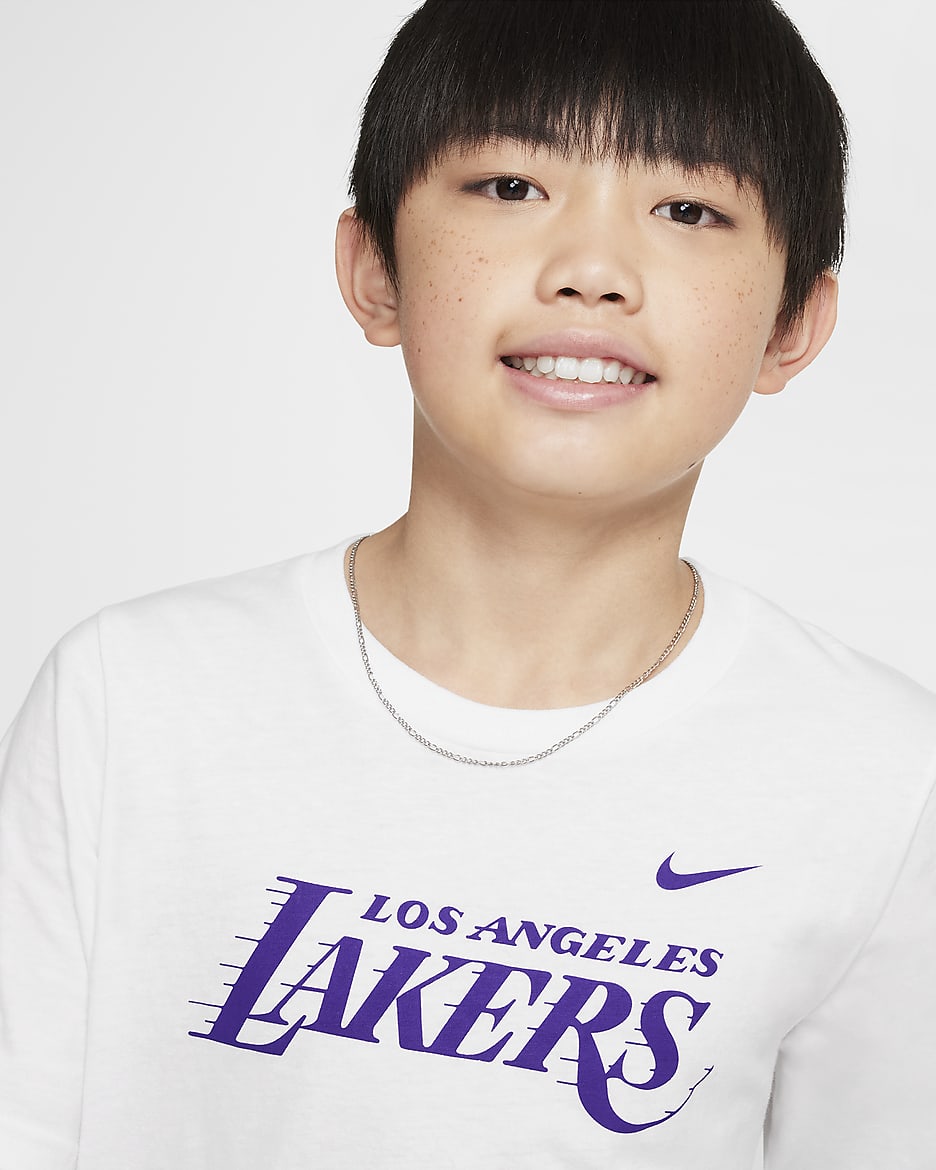 Los Angeles Lakers Essential Older Kids' (Boys') Nike NBA T-Shirt - White