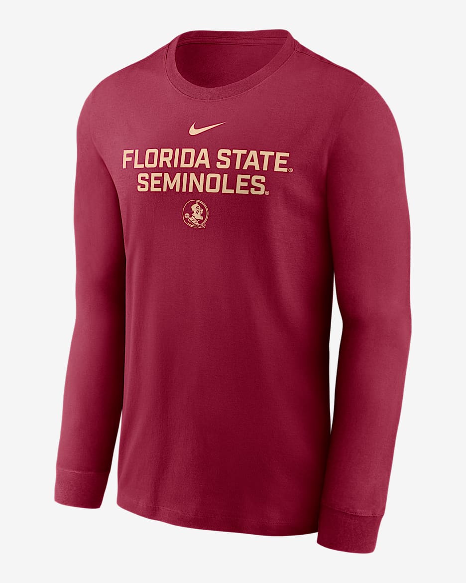 Playera de manga larga universitaria Nike Dri-FIT para hombre Florida State Sideline - Granate