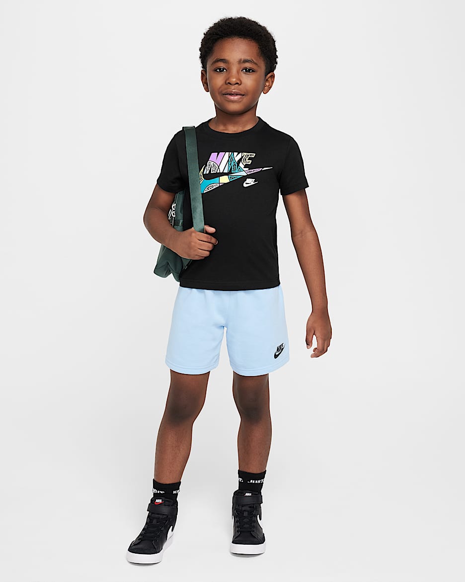 Conjunto de 2 piezas de shorts de French Terry para niños talla pequeña Nike Sportswear "Outside the Lines" - Azul psíquico