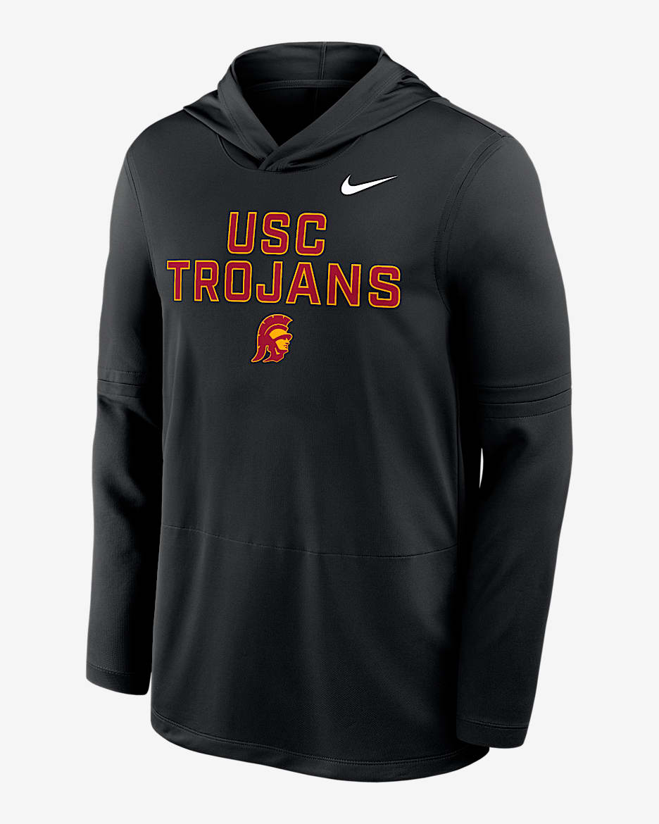 Playera de manga larga universitaria Nike Dri-FIT con gorro para hombre USC Sideline - Negro