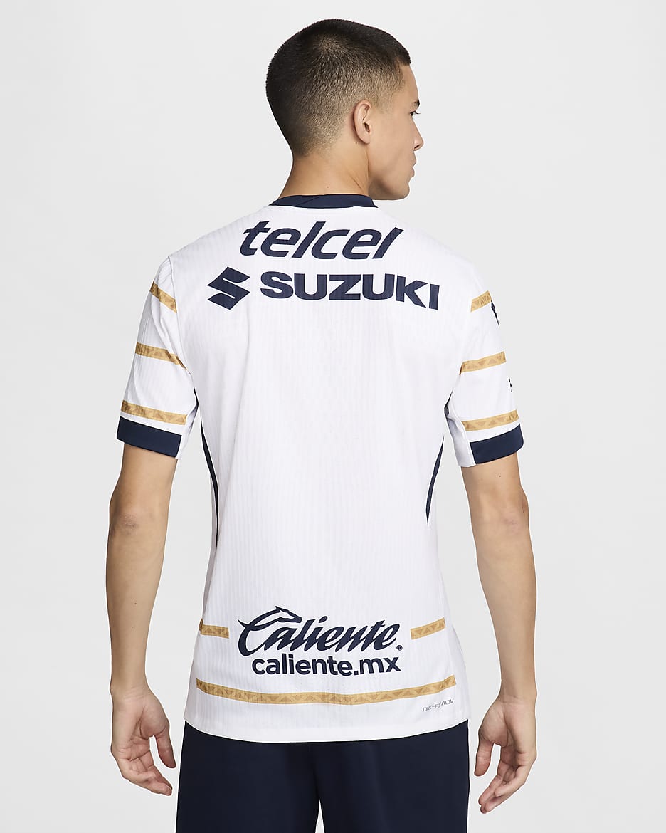 Jersey de fútbol Nike Dri-FIT ADV Authentic para hombre de Pumas UNAM local 2024/25 Match - Blanco/Obsidiana/Obsidiana