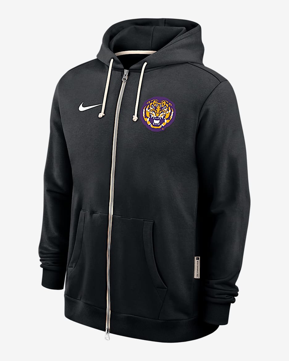 LSU Sideline Men's Nike Dri-FIT College Full-Zip Hoodie - Black