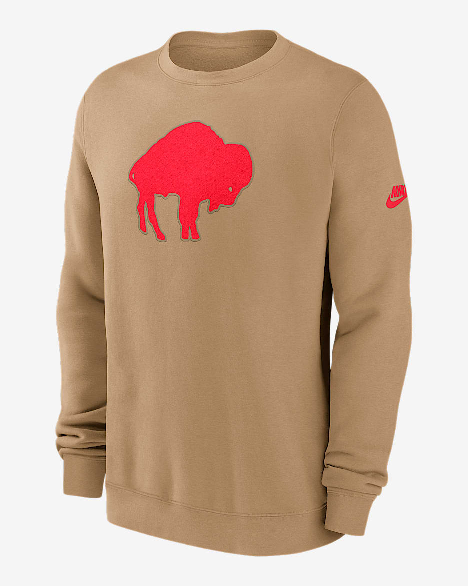 Buffalo Bills Swing Pass Rewind Club Men's Nike NFL Pullover Crew - Tan/Beige