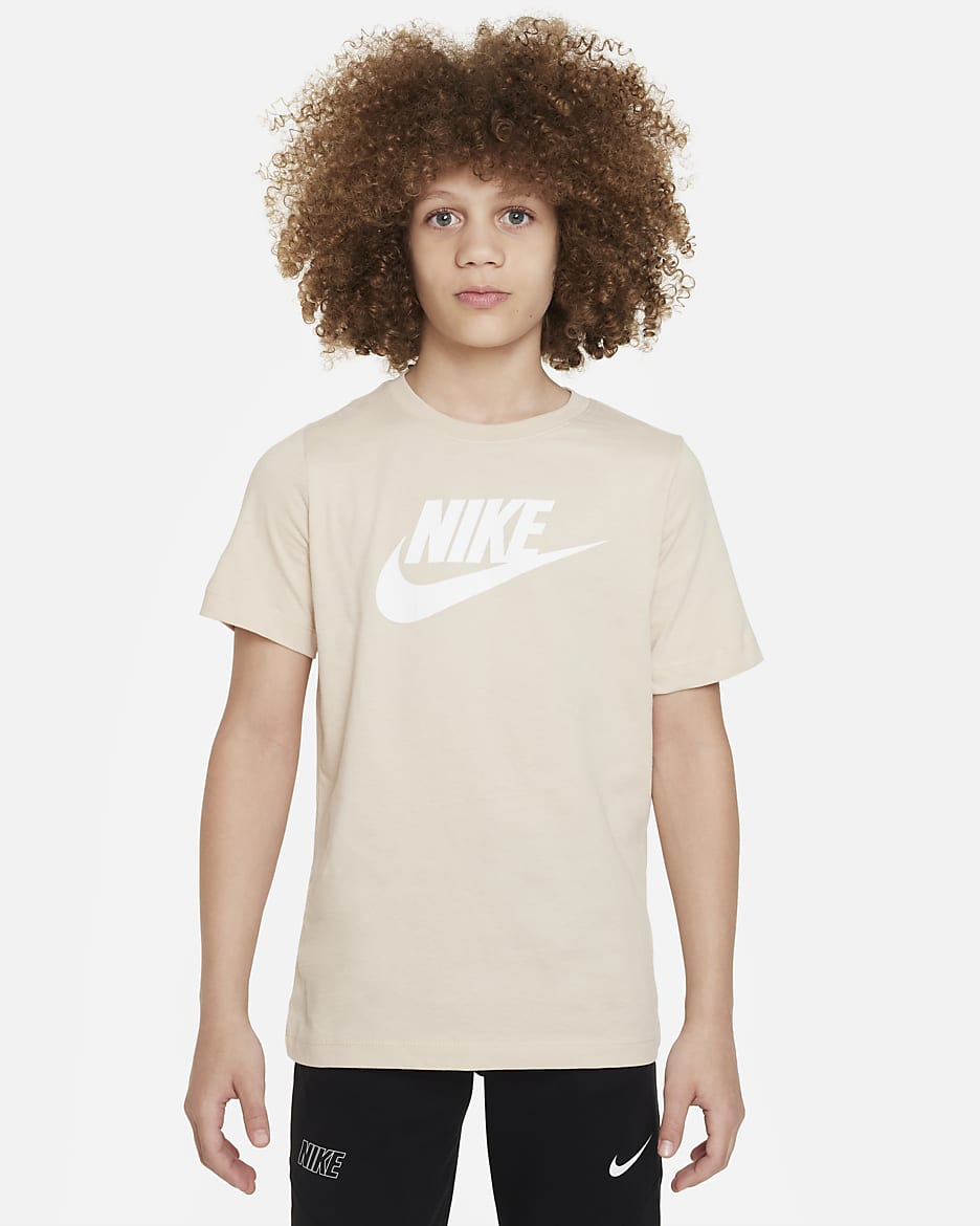 T-shirt en coton Nike Sportswear pour ado - Sanddrift/Blanc