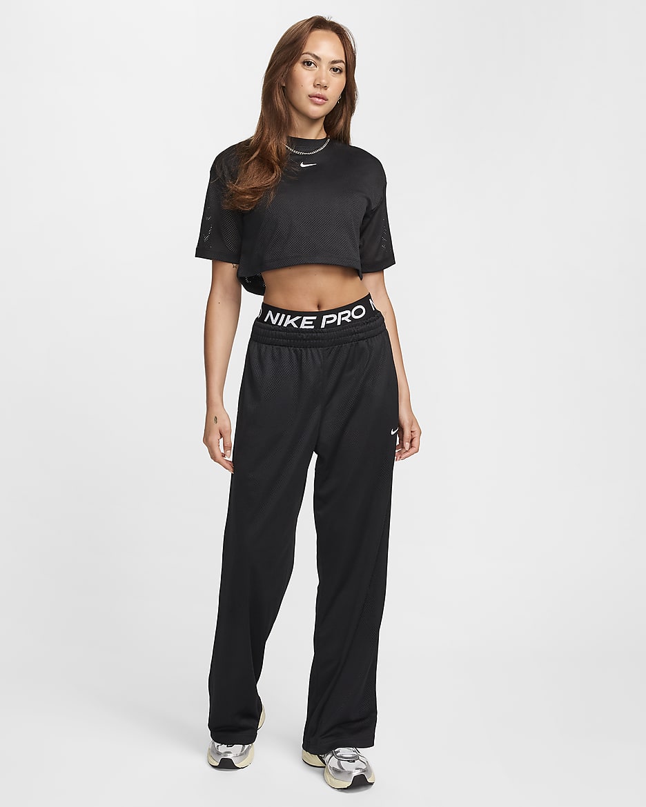 T-shirt court en mesh Nike Sportswear pour femme - Noir