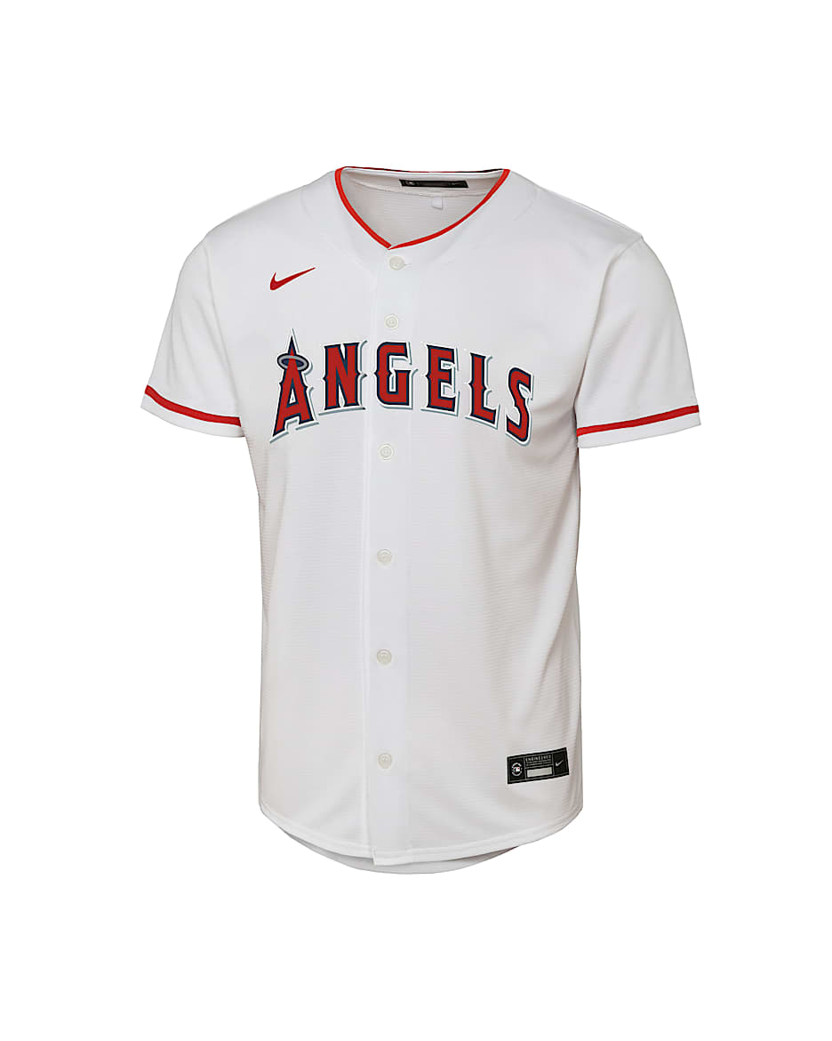 Jersey Nike de la MLB Replica para niños talla grande Mike Trout Los Angeles Angels - Blanco