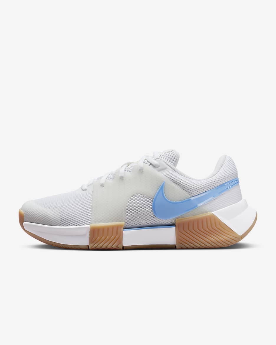 Nike Zoom GP Challenge 1 Women's Hard Court Tennis Shoes - White/Sail/Gum Light Brown/Light Blue