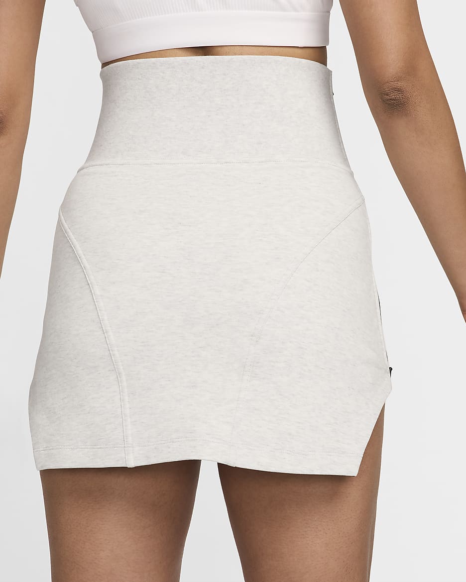 Nike Sportswear Tech Fleece Women's High-Waisted Mini Skirt - Light Grey/Heather/Black