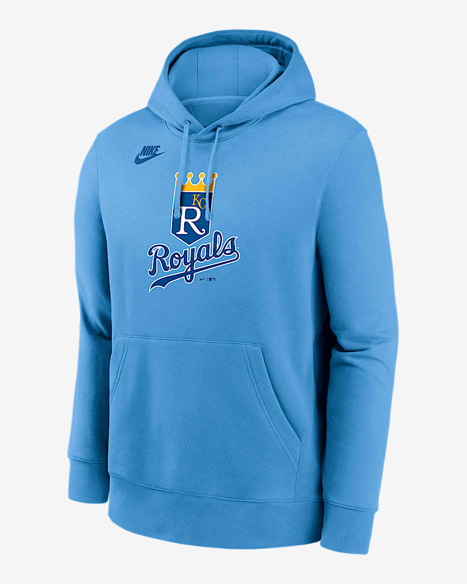 Kansas City Royals Cooperstown Logo Club Men's Nike MLB Pullover Hoodie - Light Blue