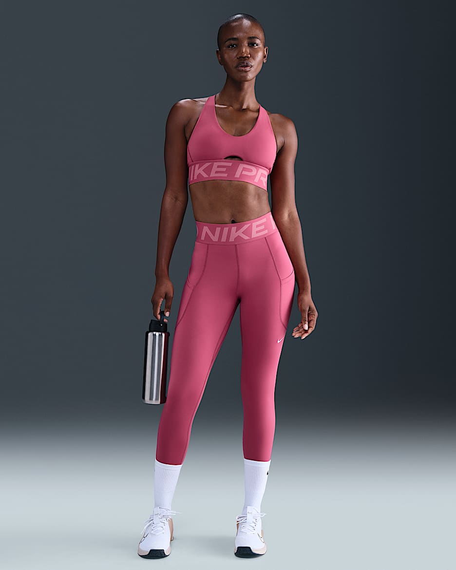 Nike Pro Sculpt Women's High-Waisted 7/8 Leggings with Pockets - Sweet Beet/White