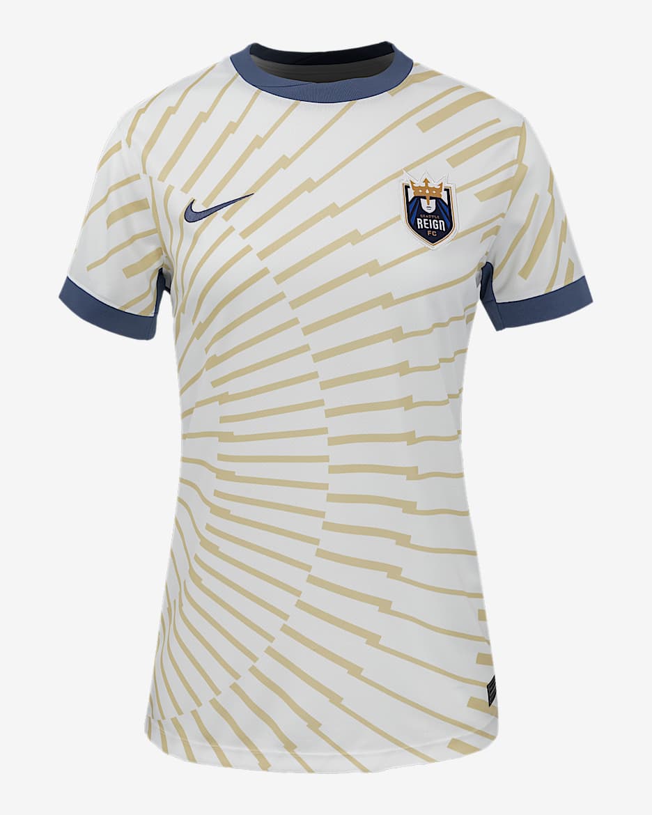 Seattle Reign FC 2025 Stadium Away Women's Nike Dri-FIT NWSL Replica Jersey - Summit White/Team Gold
