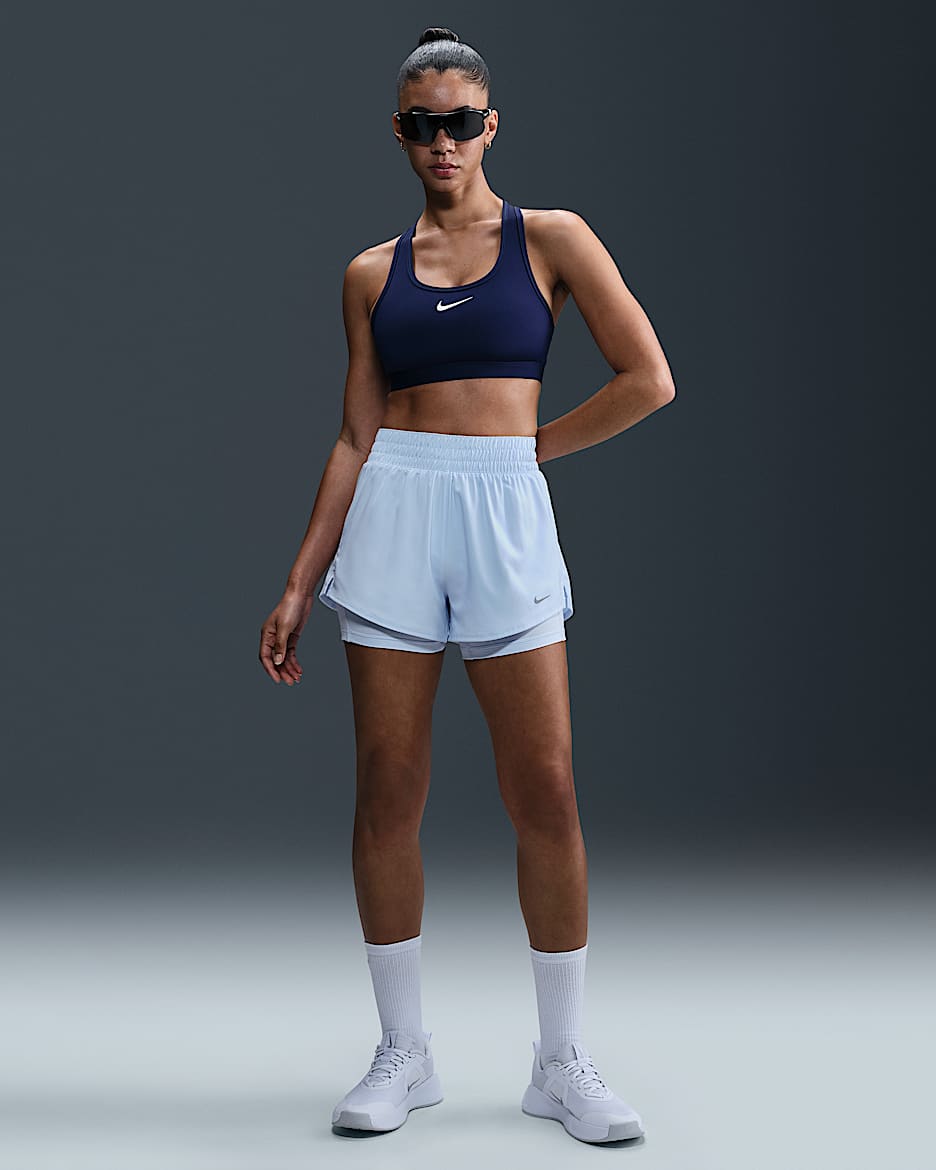 Nike One Women's Dri-FIT High-Waisted 3" 2-in-1 Shorts - Blue Tint