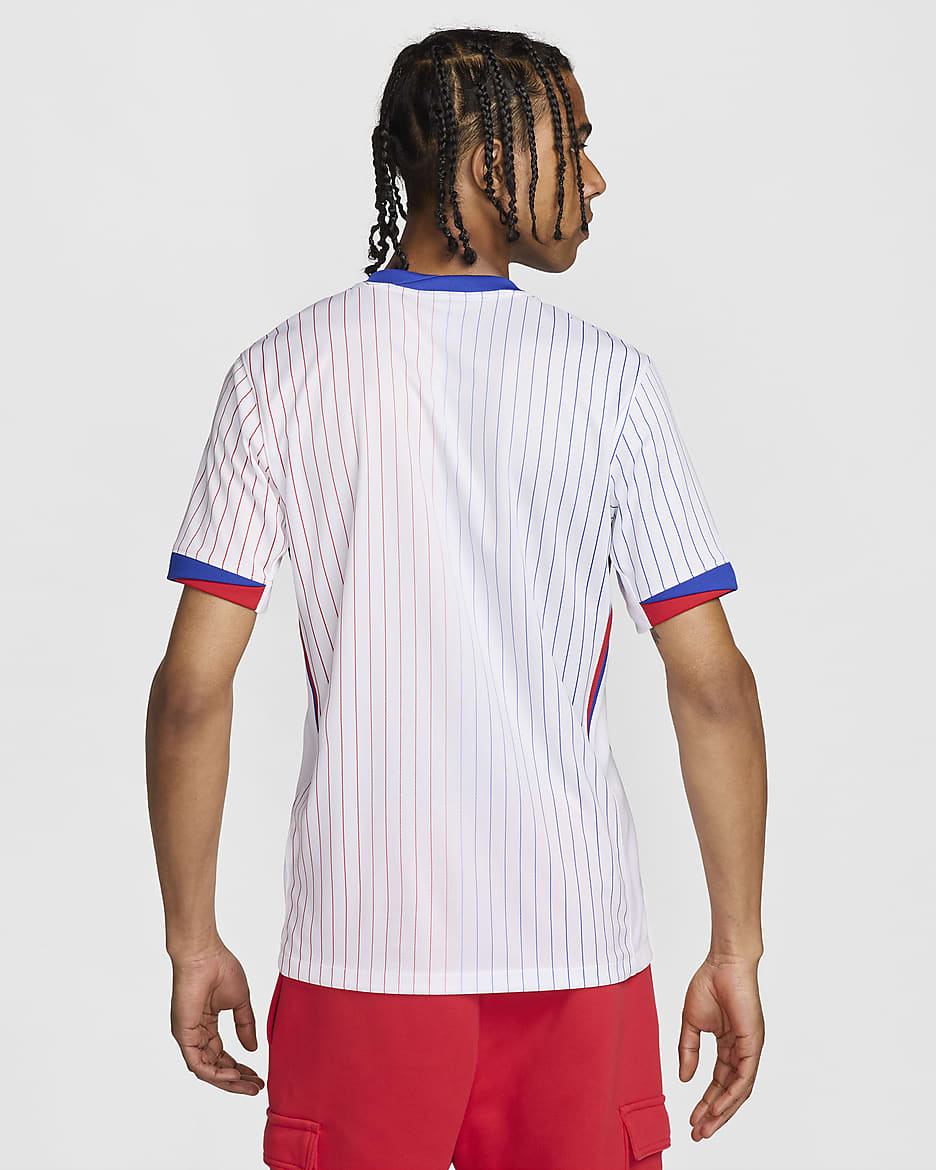 FFF (Women's Team) 2024/25 Stadium Away Men's Nike Dri-FIT Football Replica Shirt - White/University Red/Bright Blue/Bright Blue