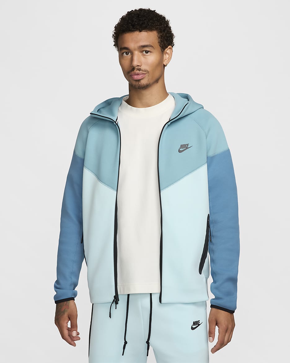 Huvtröja med hel dragkedja Nike Sportswear Tech Fleece Windrunner för män - Denim Turquoise/Glacier Blue/Aegean Storm/Svart