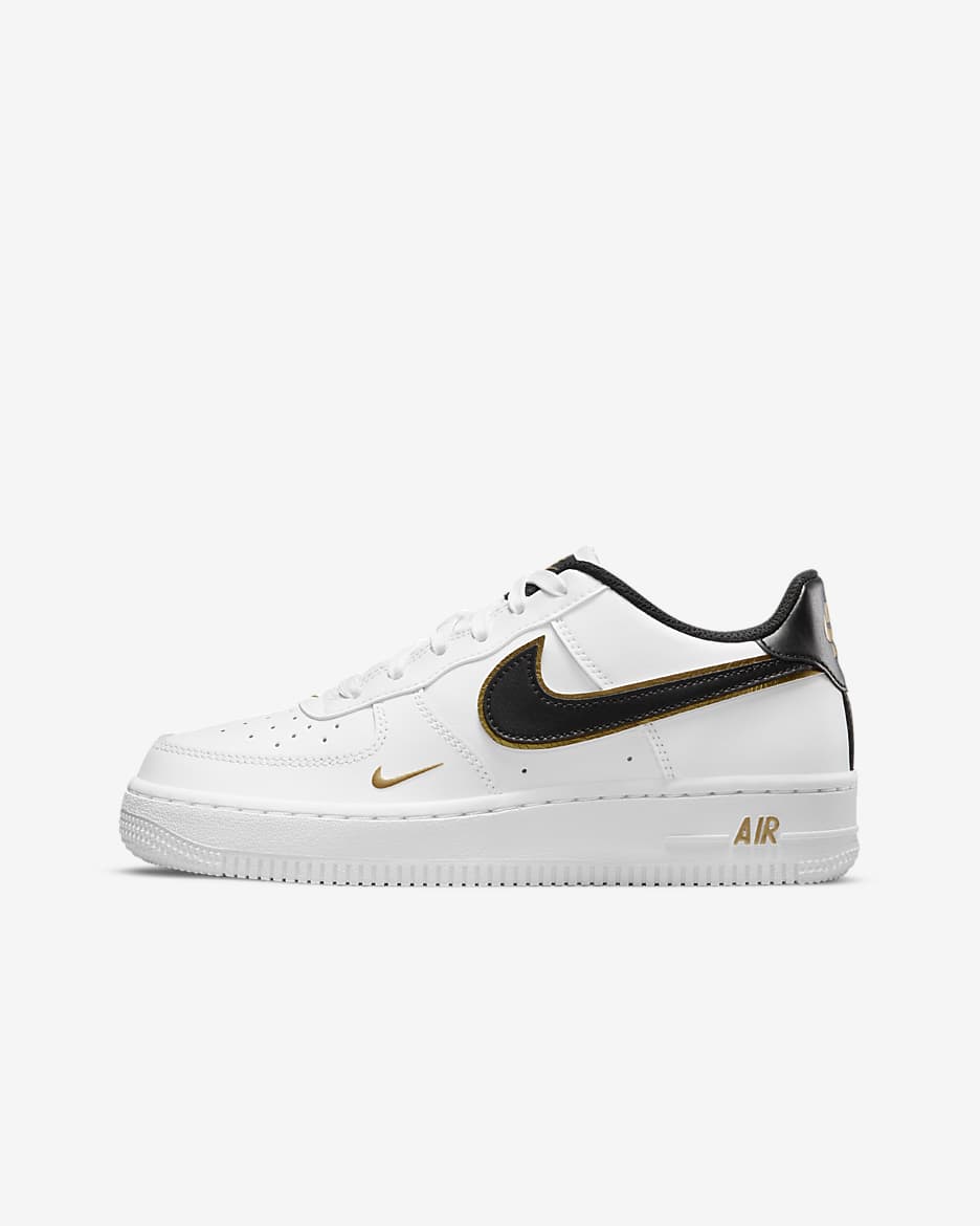 Nike Air Force 1 LV8 Big Kids' Shoes - White/Metallic Gold/White/Black