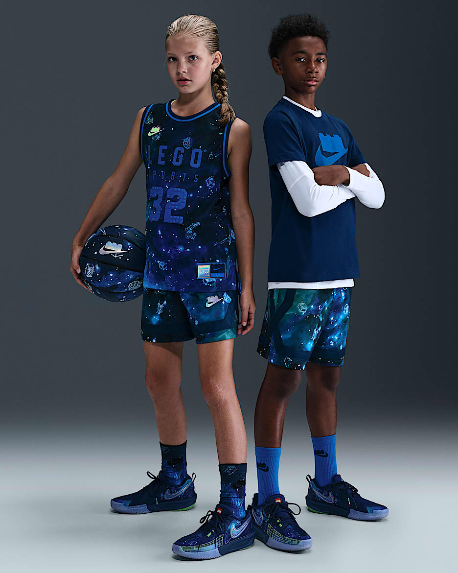 Nike x LEGO® Collection Big Kids' Dri-FIT Crossover Shorts - Brave Blue/Brave Blue/Black
