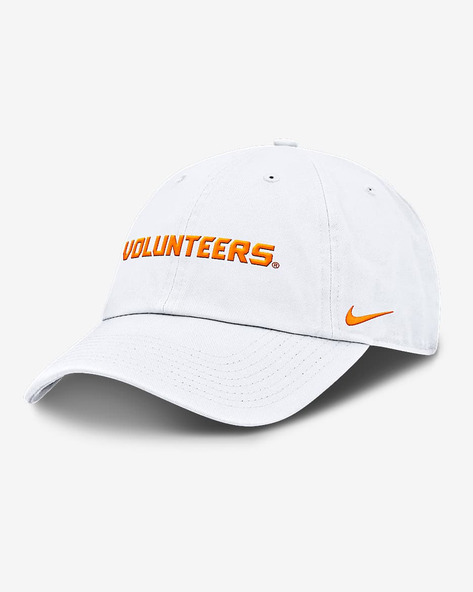 Tennessee Volunteers Core Club Mascot Wordmark Men's Nike College Adjustable Hat - White